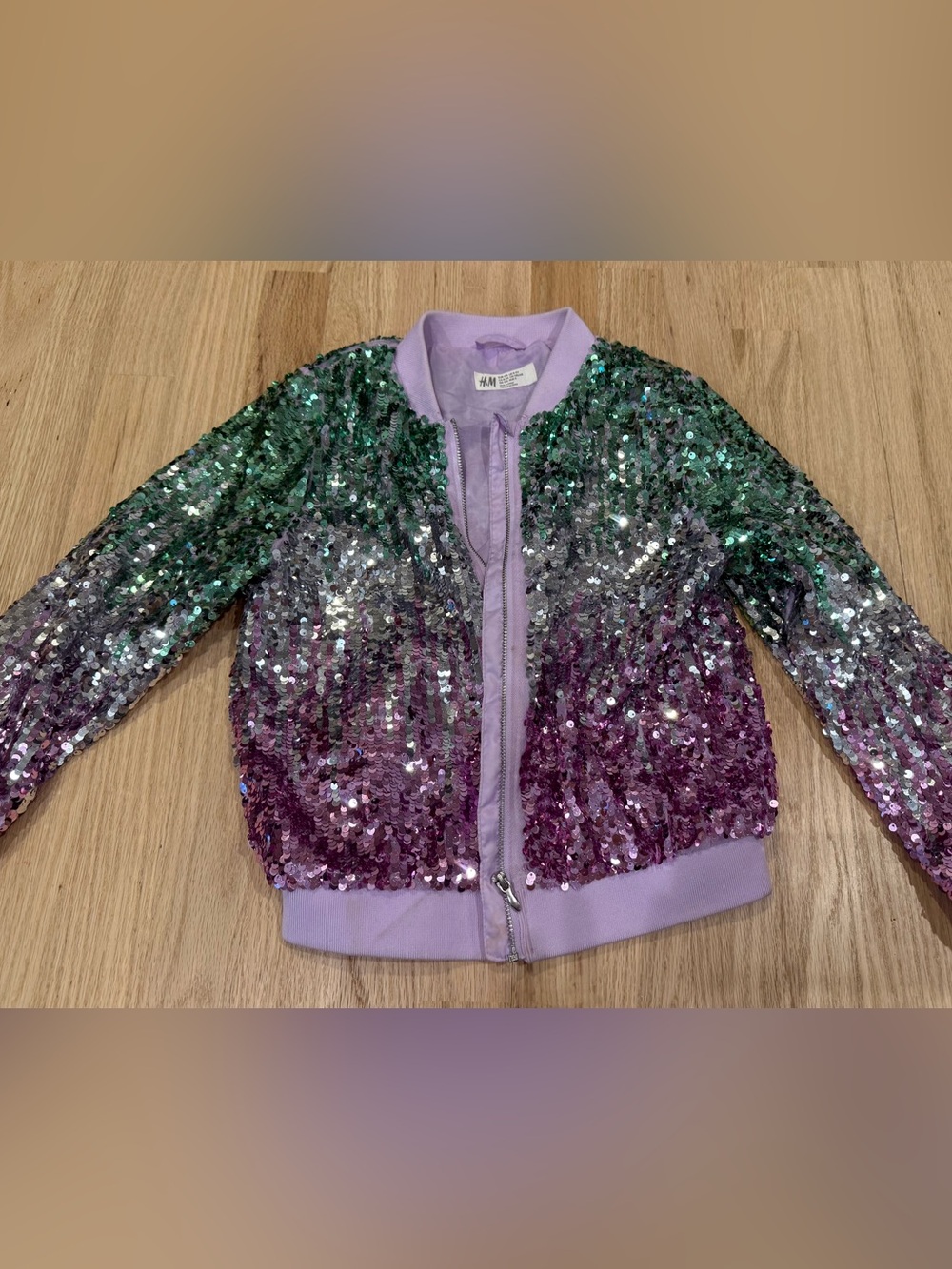 8-9Y H&M Lavender-Green Ombré Sequin Jacket